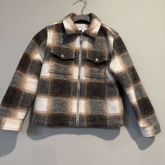 Reiss Other - Reiss Brown, Gray & White Plaid Zip Jacket - Kids